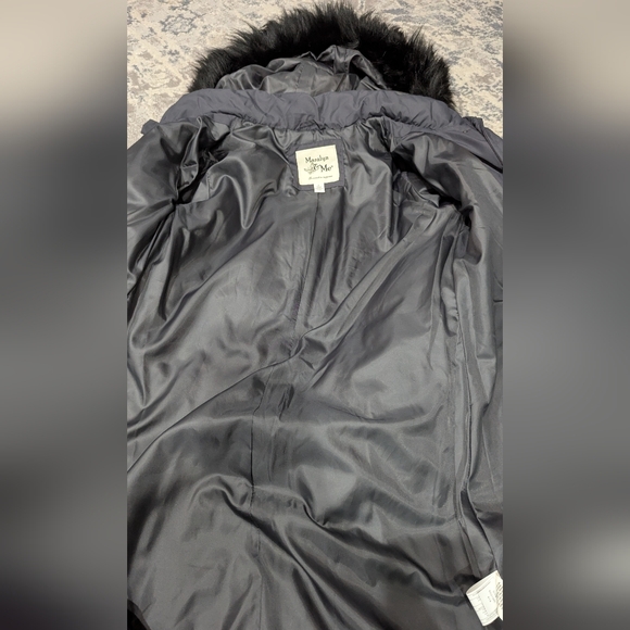 Maralyn & Me Women's Gray Puffer Coat with Faux Fur Trim Size Small - Picture 13 of 17